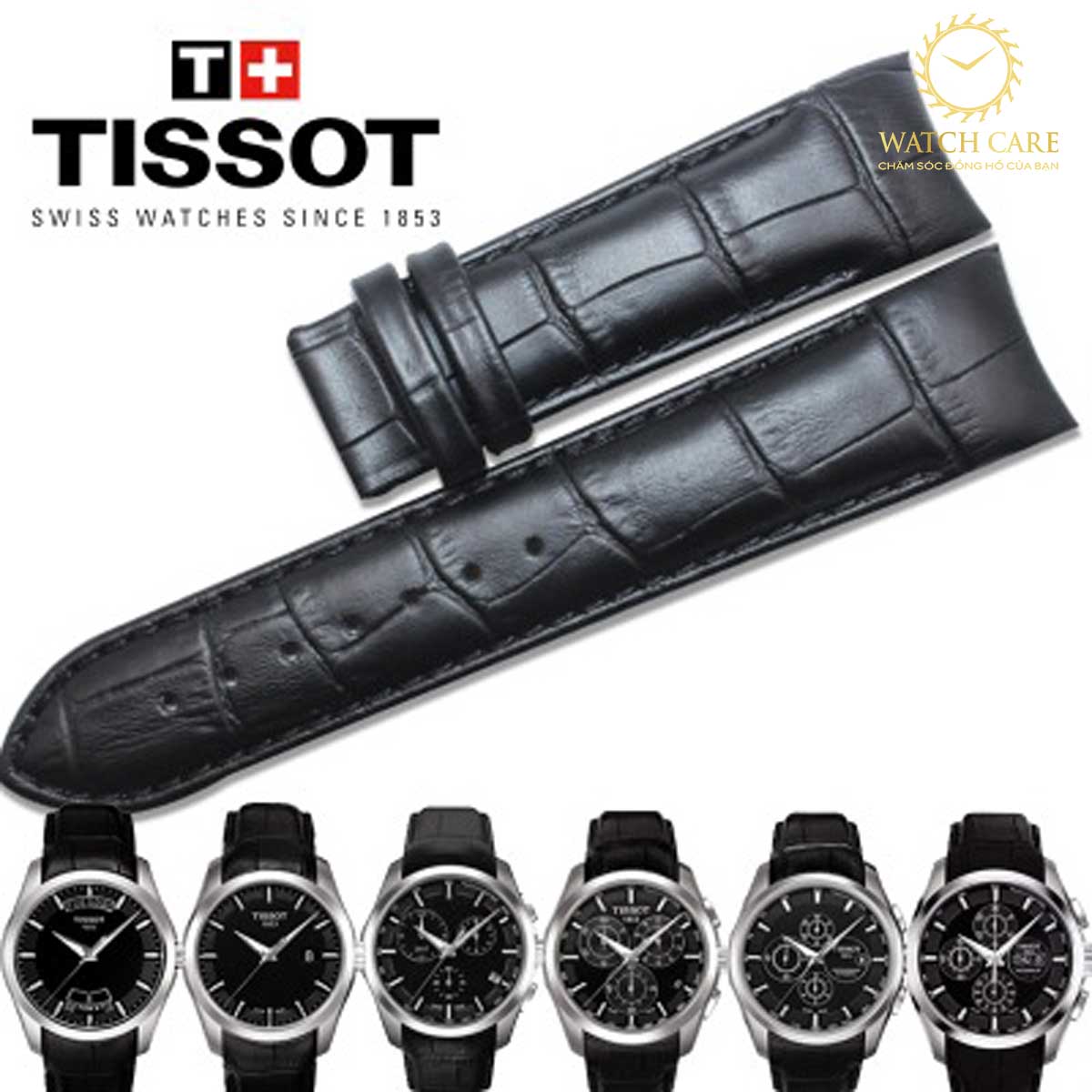 Dây Da Đồng Hồ Tissot Couturier Nam T035627 T035617 T035407 T035410A